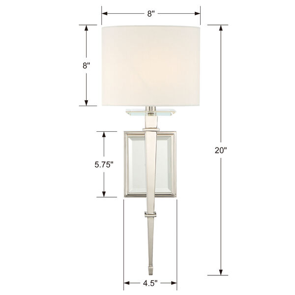 Clifton One-Light Polished Nickel Wall Sconce, image 3