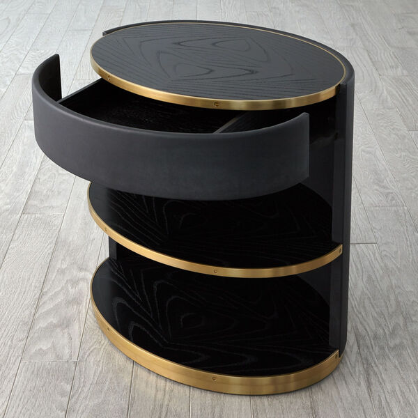 Ellipse Black and Brass Bedside Cabinet, image 5