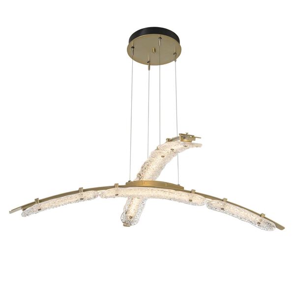 Glissade Modern Brass Two-Light Integrated LED Pendant with Clear Glass, image 6
