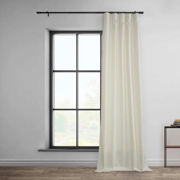 Off-White Dobby Linen 84-Inch Curtain Single Panel, image 2