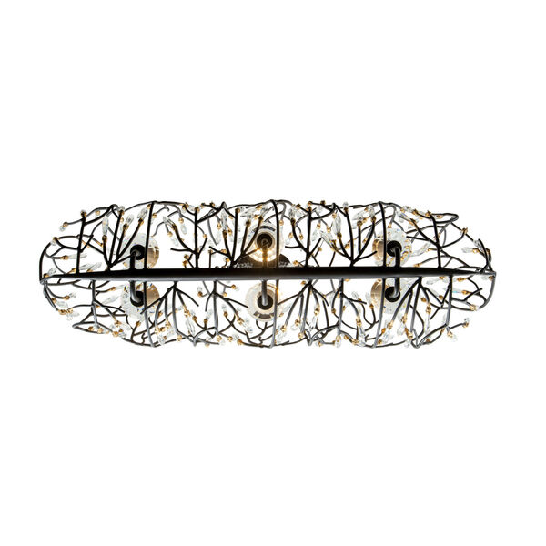 Bask Matte Black French Gold 36-Inch Six-Light Crystal Pendant, image 5