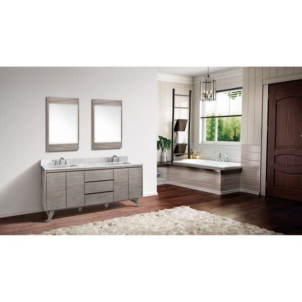 Coventry 73 inch Vanity in Gray Teak with Carrara White Top, image 3