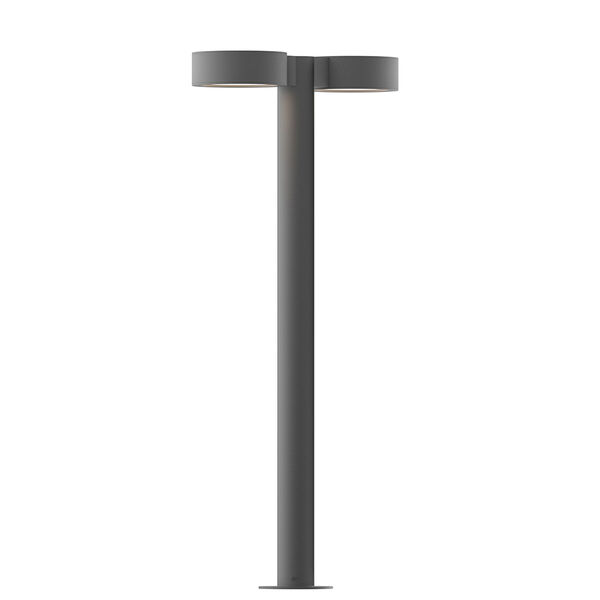 Inside-Out REALS Textured Gray 28-Inch LED Double Bollard with Frosted White Lens, image 1
