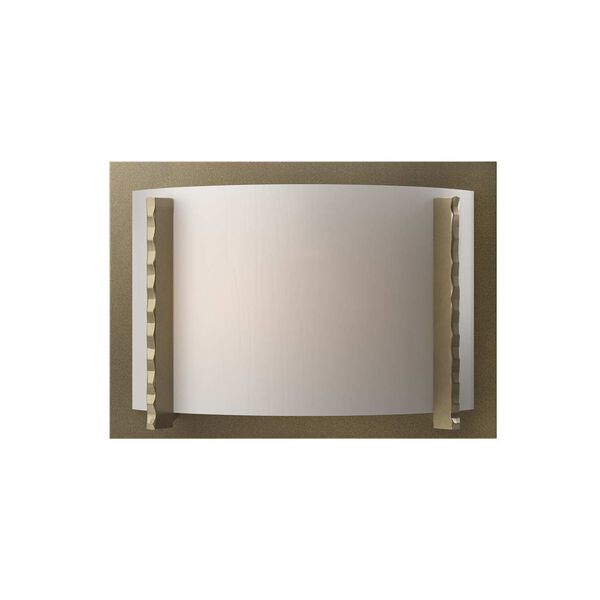 Vertical Bar Soft Gold One-Light Wall Sconce with White Art Glass, image 1