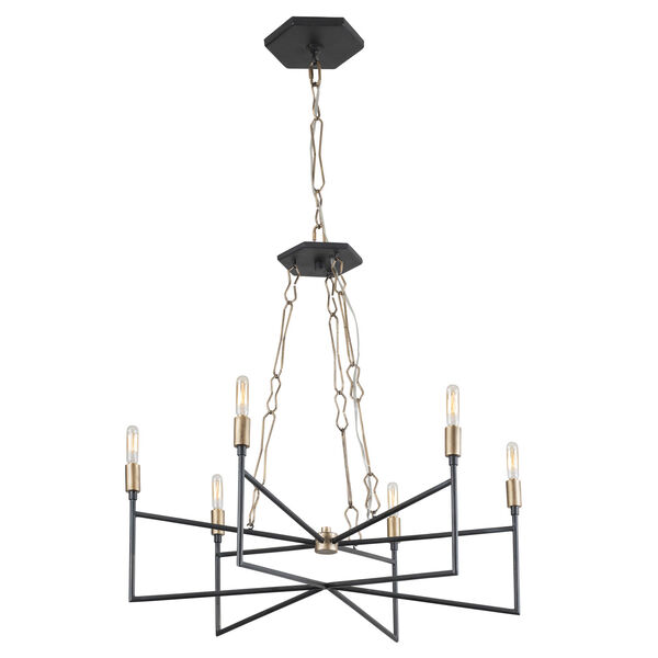 Bodie Havana Gold and Carbon Six-Light Chandelier, image 6