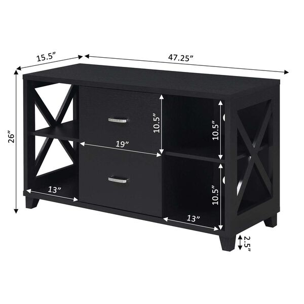 Oxford Deluxe Black 2 Drawer TV Stand, image 7