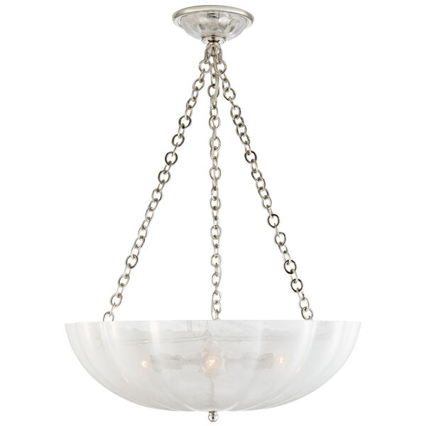 Rosehill Large Chandelier in Polished Nickel with Strie Glass by AERIN, image 1