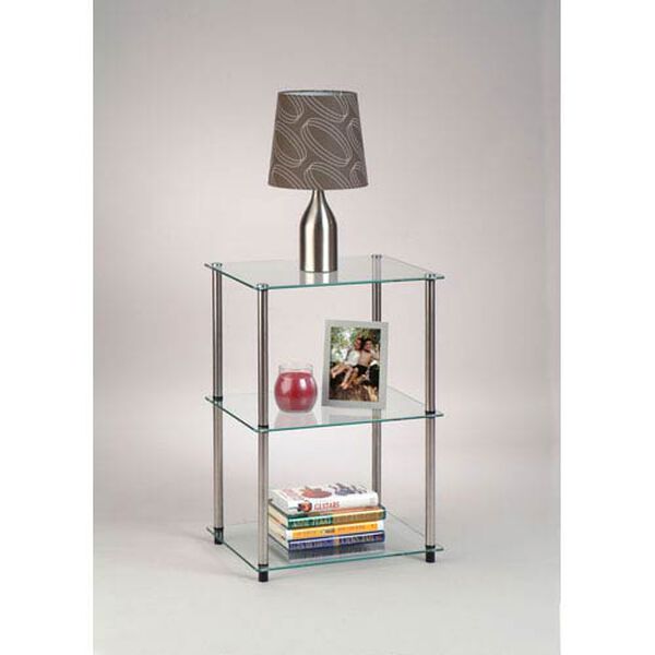 Classic Glass Stainless Steel Three-Tier End Table, image 3