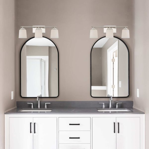 Stella Polished Nickel Bath Vanity with Etched Opal Glass Shades, image 3