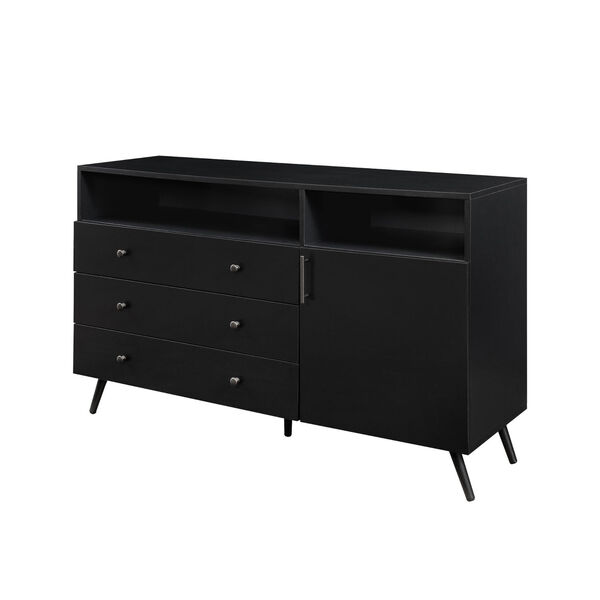 Asher Solid Black Three-Drawer One-Door Sideboard, image 6