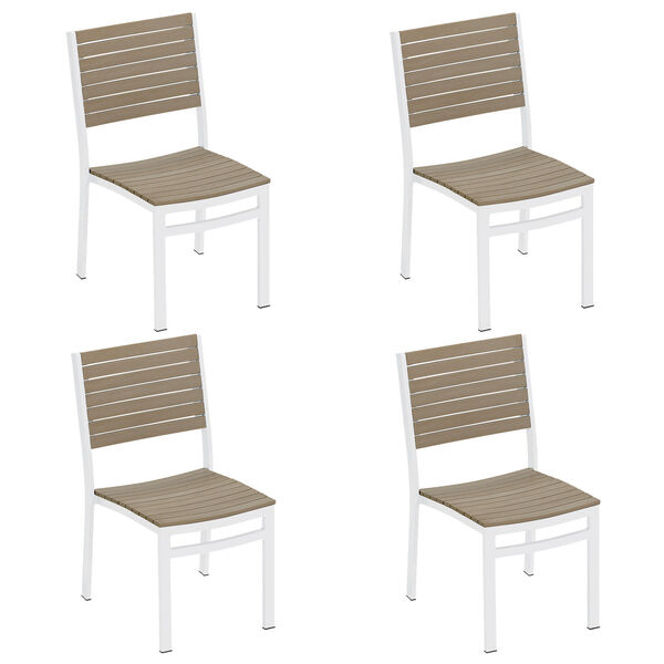 Travira Vintage Tekwood Seat and Carbon Powder Coated Aluminum Frame Side Chair , Set of Four, image 1