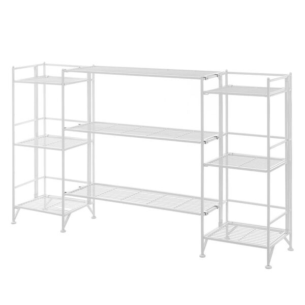 Xtra Storage White Three-Tier Folding Metal Shelves with Set of Three Deluxe Extension Shelves, image 1
