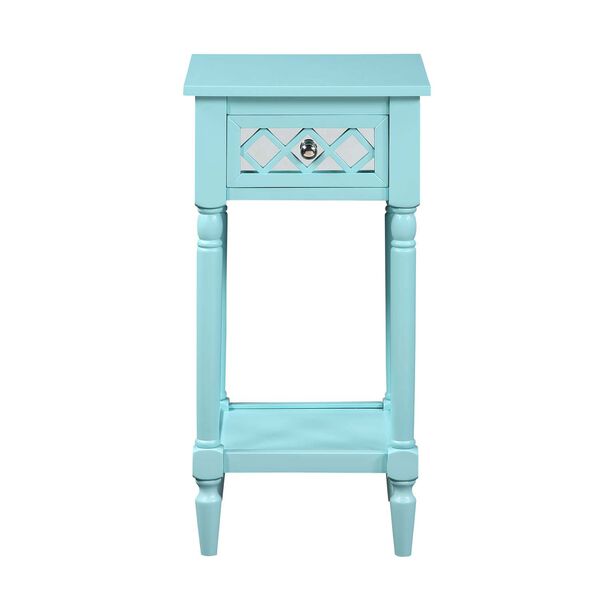 Khloe French Country Aqua Blue Deluxe One Drawer End Table with Shelf, image 6