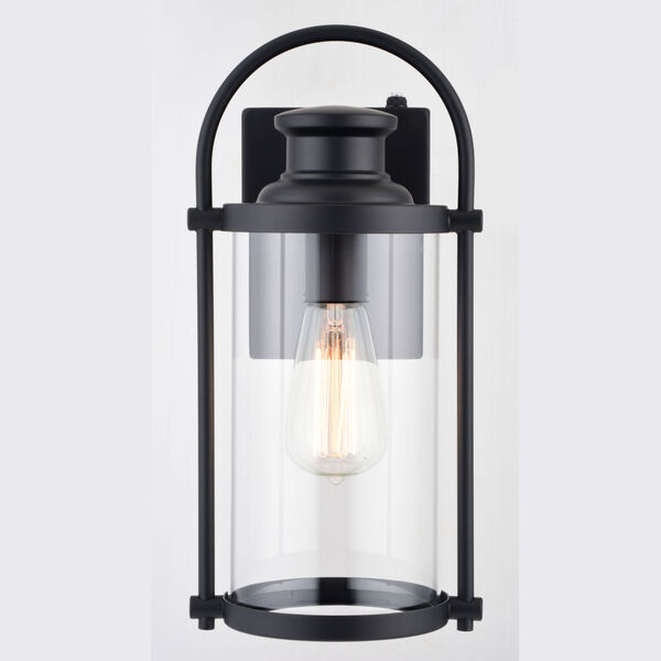 Winfield Matte Black Six-Inch One-Light Outdoor Wall Lantern with Clear Cylinder Glass, image 4