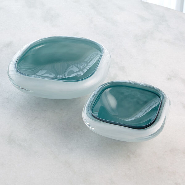 Azure and White Square Cased Small Glass Bowl, image 2