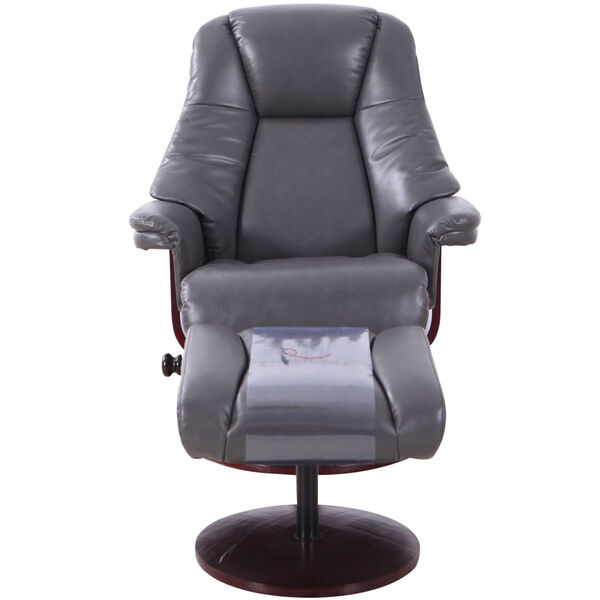 Loring Merlot Charcoal Air Leather Manual Recliner with Ottoman, image 5