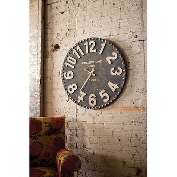 Black and White Wooden Wall Clock, image 1