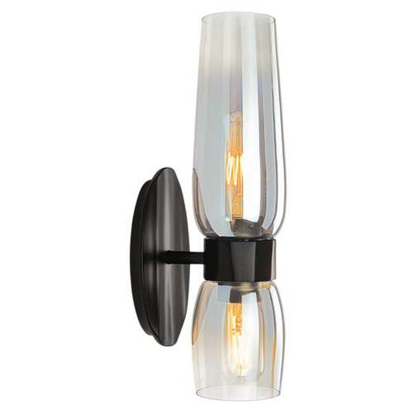 Flame Matte Black Two-Light Wall Sconce, image 1