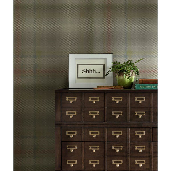 Ronald Redding Neutral Sterling Plaid Non Pasted Wallpaper, image 1