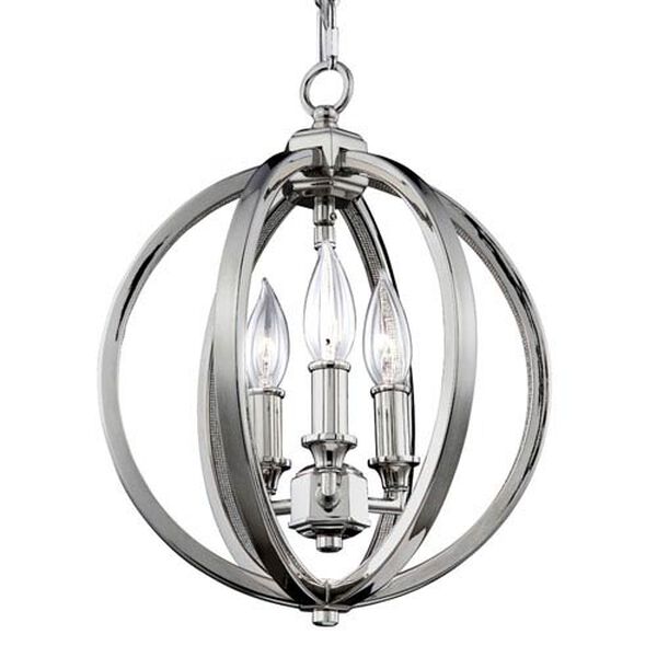Monticello Polished Nickel 11-Inch Three-Light Chandelier, image 1