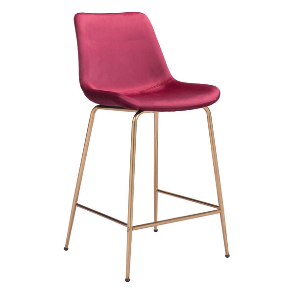 Tony Red and Gold Counter Height Bar Stool - (Open Box), image 1