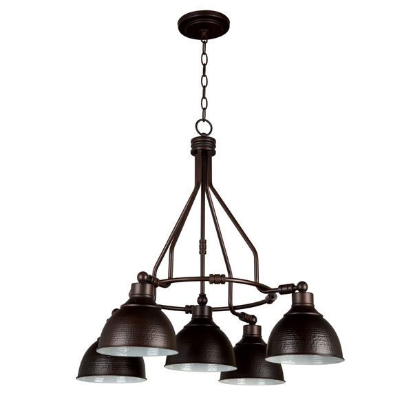 Timarron Aged Bronze Five-Light Chandelier with Hammered Metal Shade, image 1