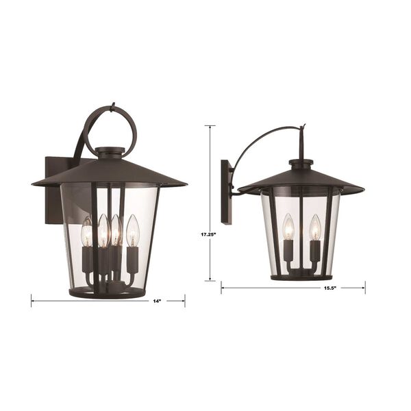 Andover Matte Black Four-Light Outdoor Wall Mount, image 3