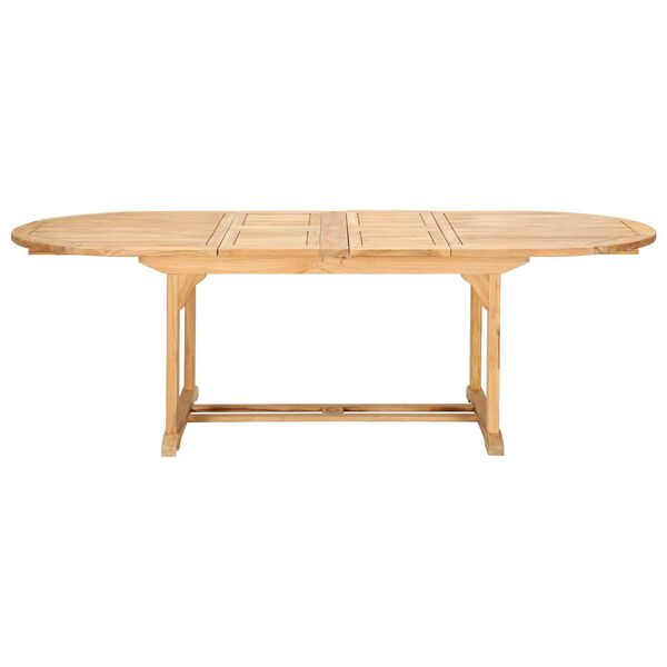 January Nature Sand Teak Oval Teak Teak Outdoor Dining Table with Double Extensions, image 1