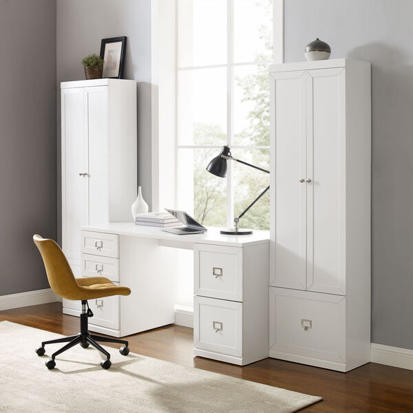 Harper White Three-Piece File Cabinet Desk Set, image 2