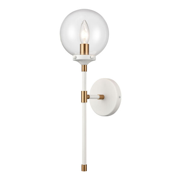 Boudreaux Matte White and Satin Brass One-Light Wall Sconce, image 3