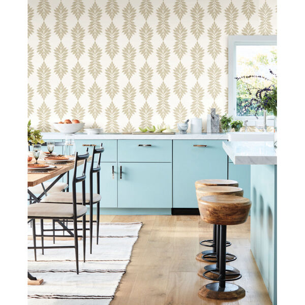 Waters Edge Beige Broadsands Botanica Pre Pasted Wallpaper - SAMPLE SWATCH ONLY, image 1