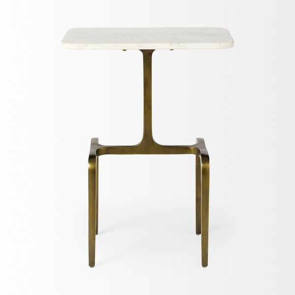 Preston White Marble Top with Gold Metal Accent Table, image 2