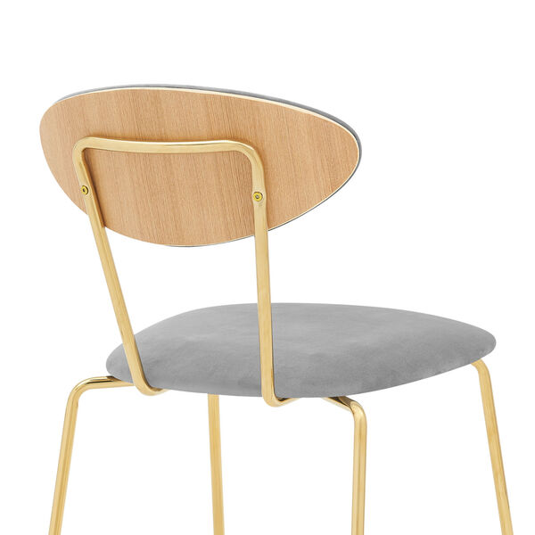 Neo Gray Velvet Gold Chrome Dining Chair, Set of Two, image 6