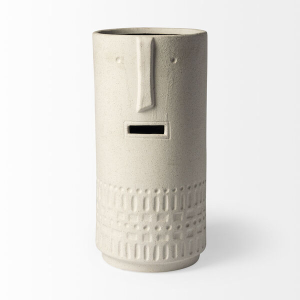 Jacob II White Ceramic Smiling Face Vase, image 2