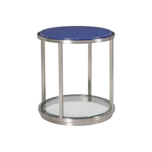 Signature Designs Silver Blue Ultramarine Round End Table, image 1