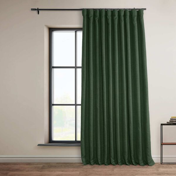 Key Green Faux Linen Extra Wide Room Darkening Single Panel Curtain, image 1