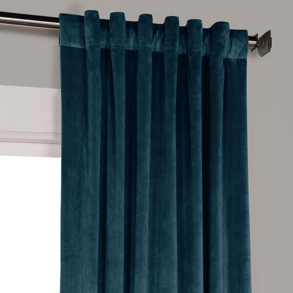 Deep Water Teal 108 x 50 In. Plush Velvet Curtain Single Panel, image 9
