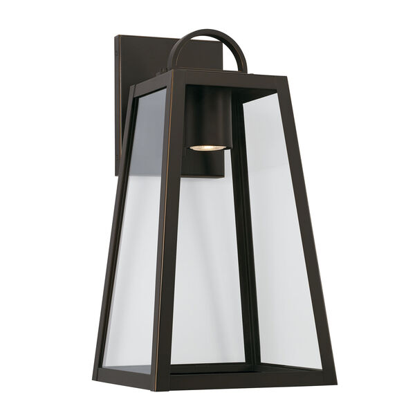 Leighton Oiled Bronze 10-Inch One-Light Minimal Light Pollution Outdoor Wall Lantern with Clear Glass, image 1