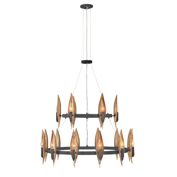 Willow Carbon Black with Deluxe Gold 18-Light Chandelier, image 1