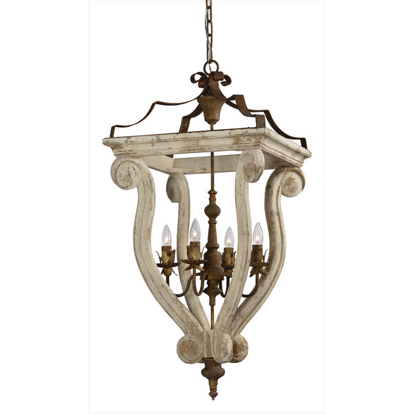 Abbey Cottage White 37-Inch Four-Light Chandelier, image 1