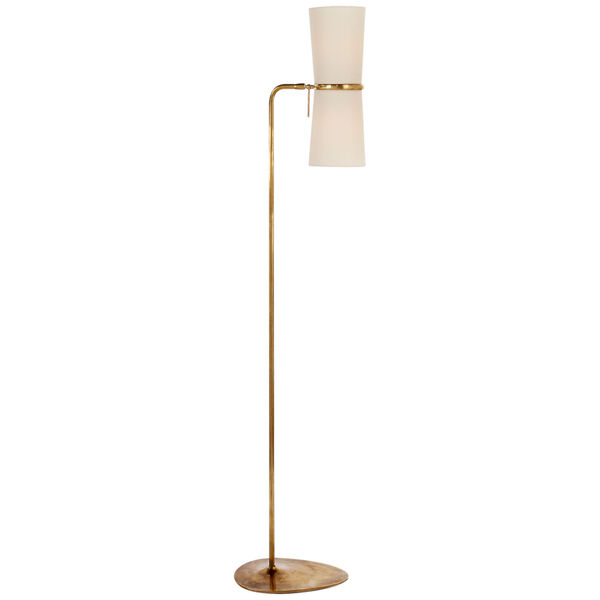 Clarkson Floor Lamp in Hand-Rubbed Antique Brass with Linen Shades by AERIN, image 1