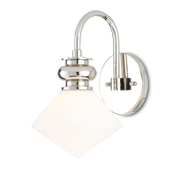 Rycroft Polished Nickel and White One-Light Wall Sconce, image 1