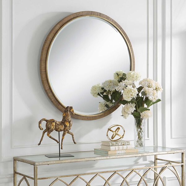 Paradise Natural 39 x 39-Inch Round Wall Mirror, image 1