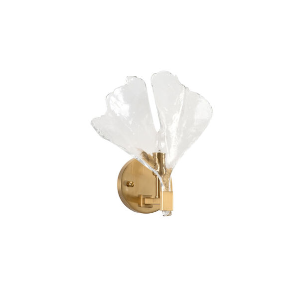 White and Gold One-Light 12-Inch Biloba Sconce, image 1
