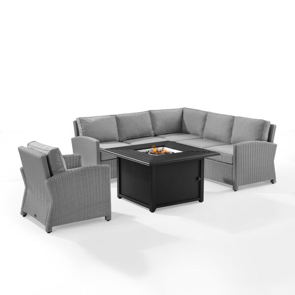 Bradenton Gray Wicker Sectional Set with Fire Table, 5-Piece, image 2