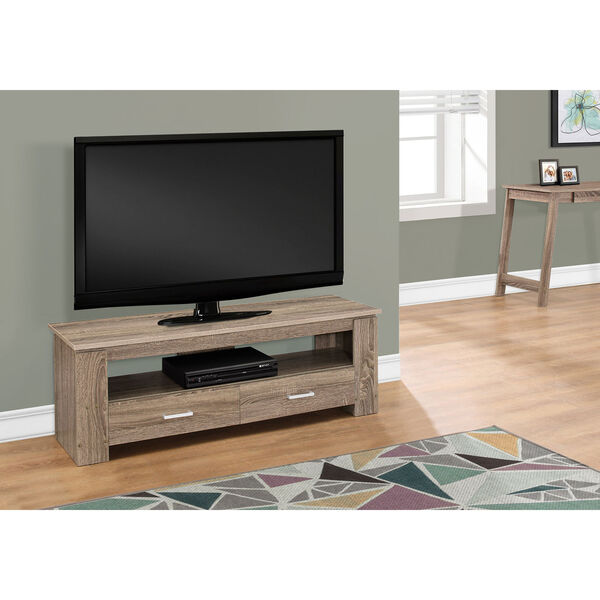 Dark Taupe 48-Inch Tv Stand with 2 Storage Drawers, image 1