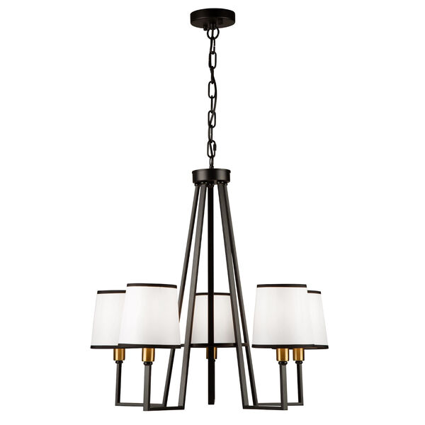 Coco Gold and Black Five-Light Chandelier, image 1