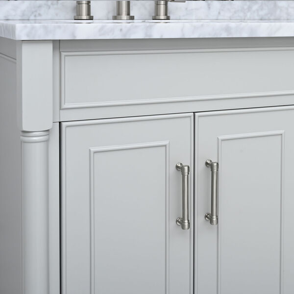 Bristol Light Gray 61-Inch Vanity Set with Carrara White Marble Top, image 3