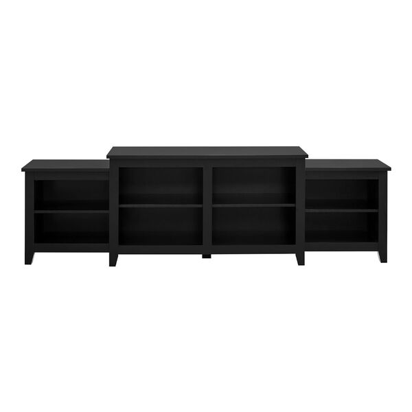 Solid Black Tiered Top TV Stand with Storage, image 2
