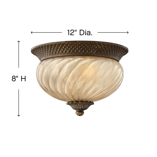 Fleur Pearl Bronze Two-Light Outdoor Flush Moutn with Amber Glass, image 2